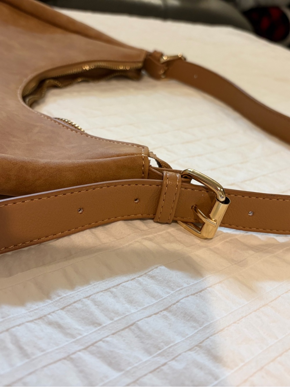 Crescent Hobo Bag in Saddle Brown - Picture 7 of 11